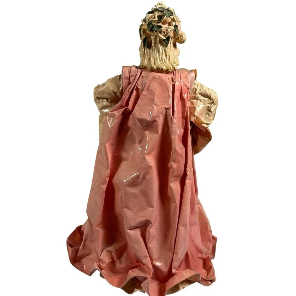 Vintage SILVESTRI Paper Mache Santa - Pink Father Christmas Tree Topper Decor